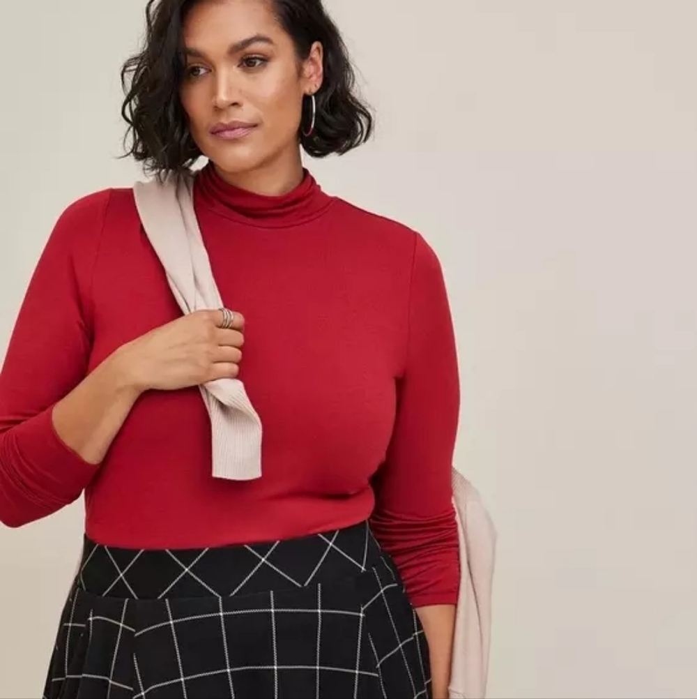 Torrid Red Studio Tissue Layering Turtleneck Top 0X